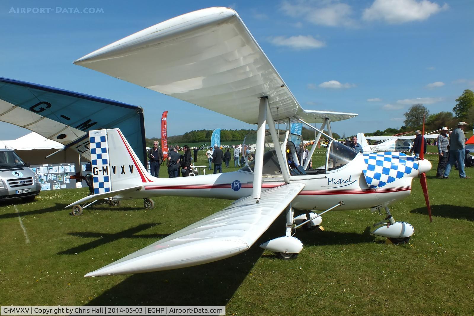 G-MVXV, 1988 Aviasud Mistral C/N BMAA/HB/004, at the 2014 Microlight Trade Fair, Popham
