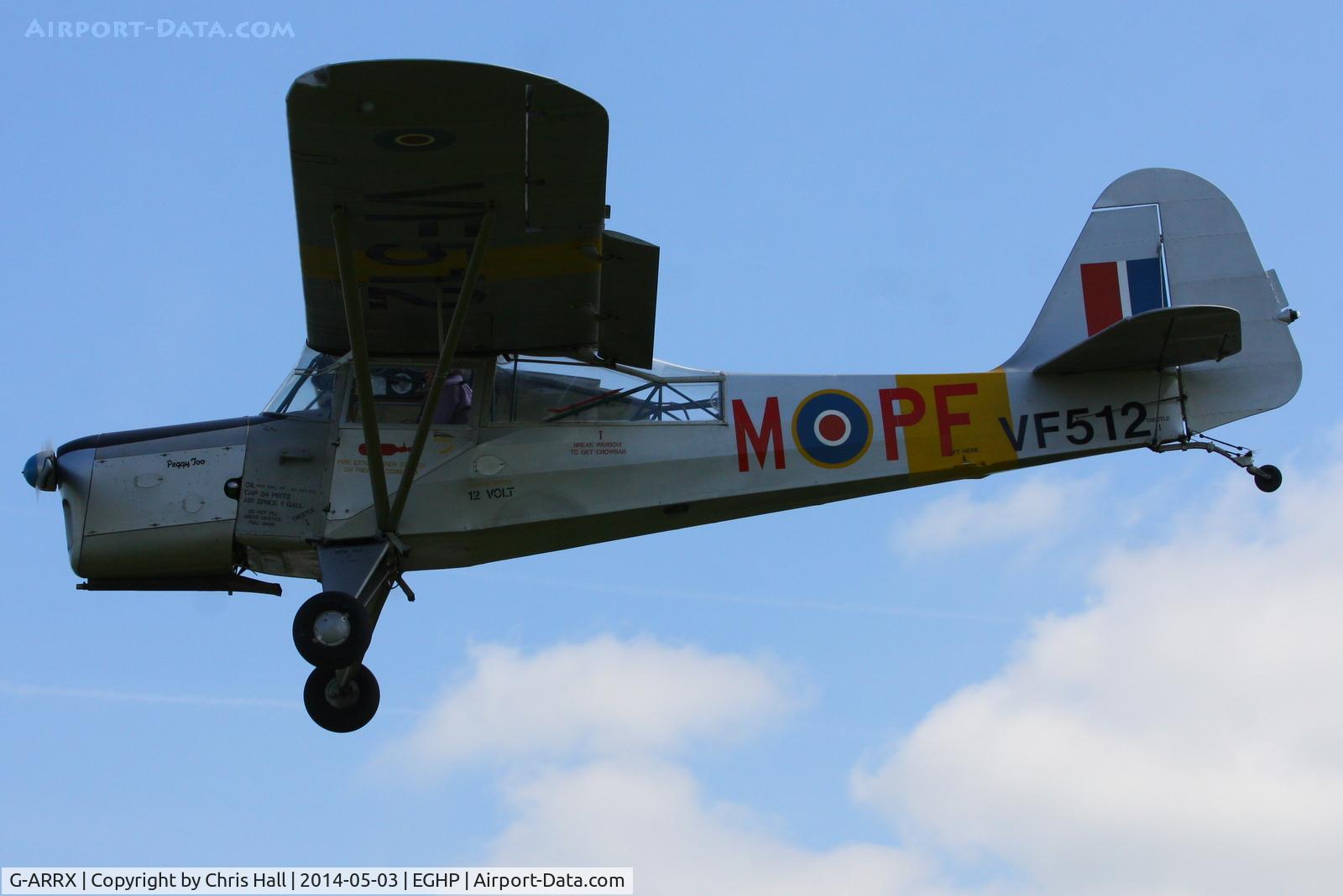 G-ARRX, 1946 Auster 6A Tugmaster C/N 2281, at the 2014 Microlight Trade Fair, Popham