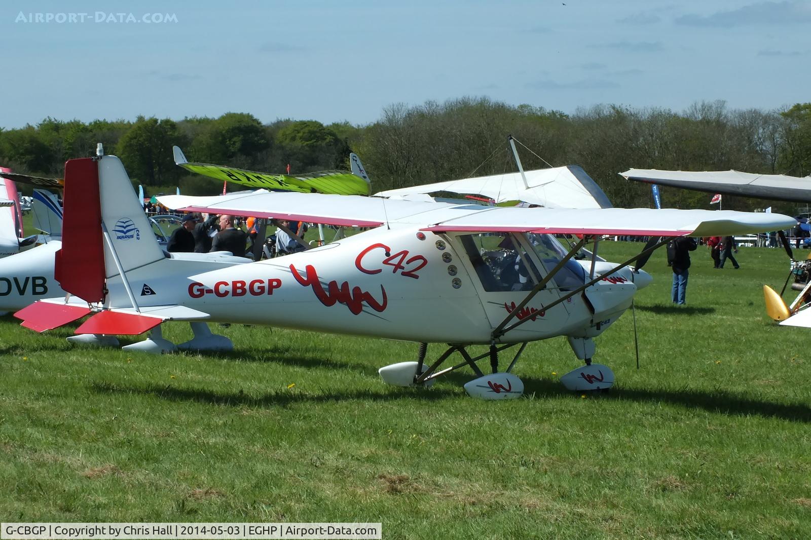 G-CBGP, 2001 Comco Ikarus C42 FB UK C/N PFA 322-13741, at the 2014 Microlight Trade Fair, Popham