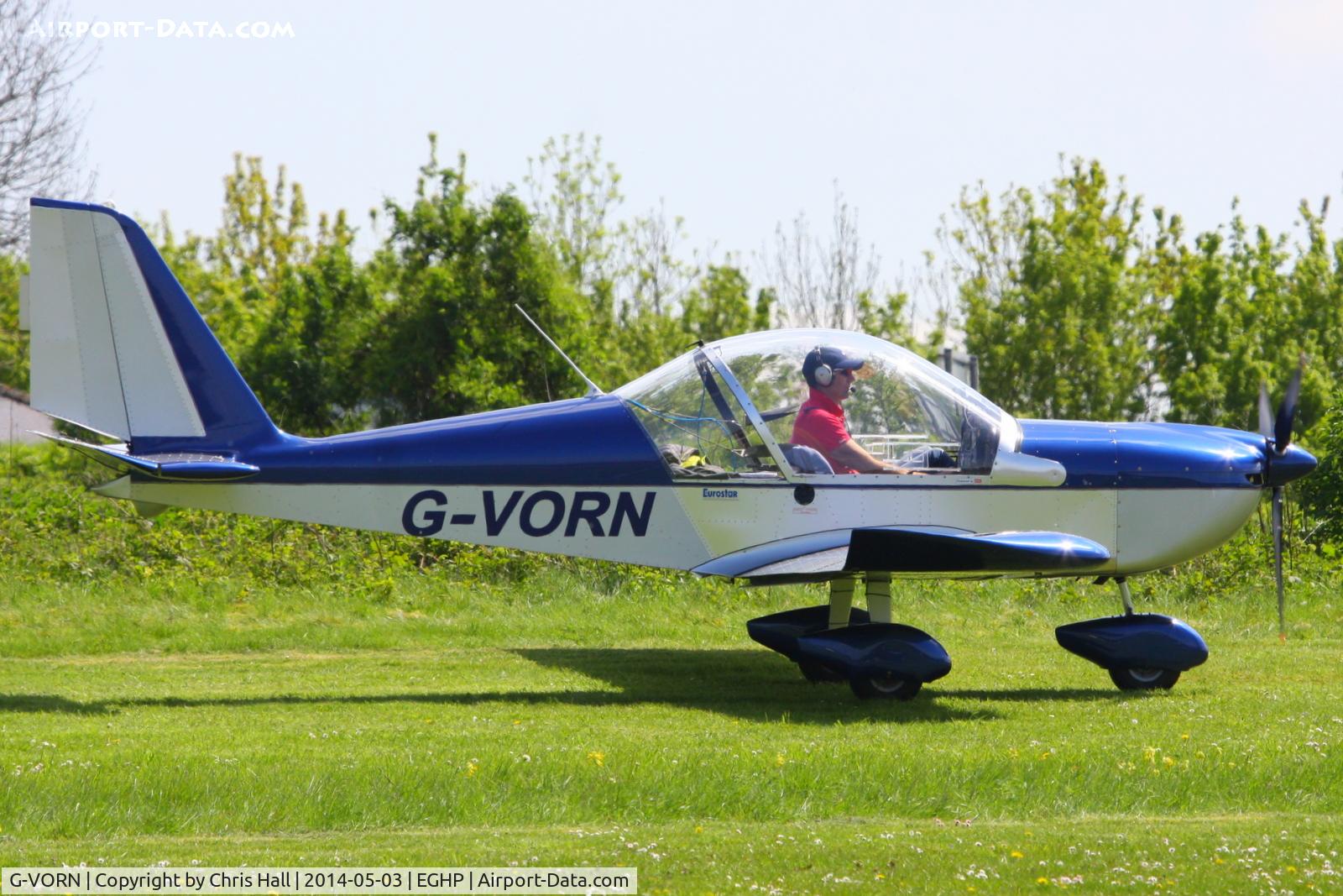 G-VORN, 2004 Aerotechnik EV-97 Eurostar C/N PFA 315-14299, at the 2014 Microlight Trade Fair, Popham