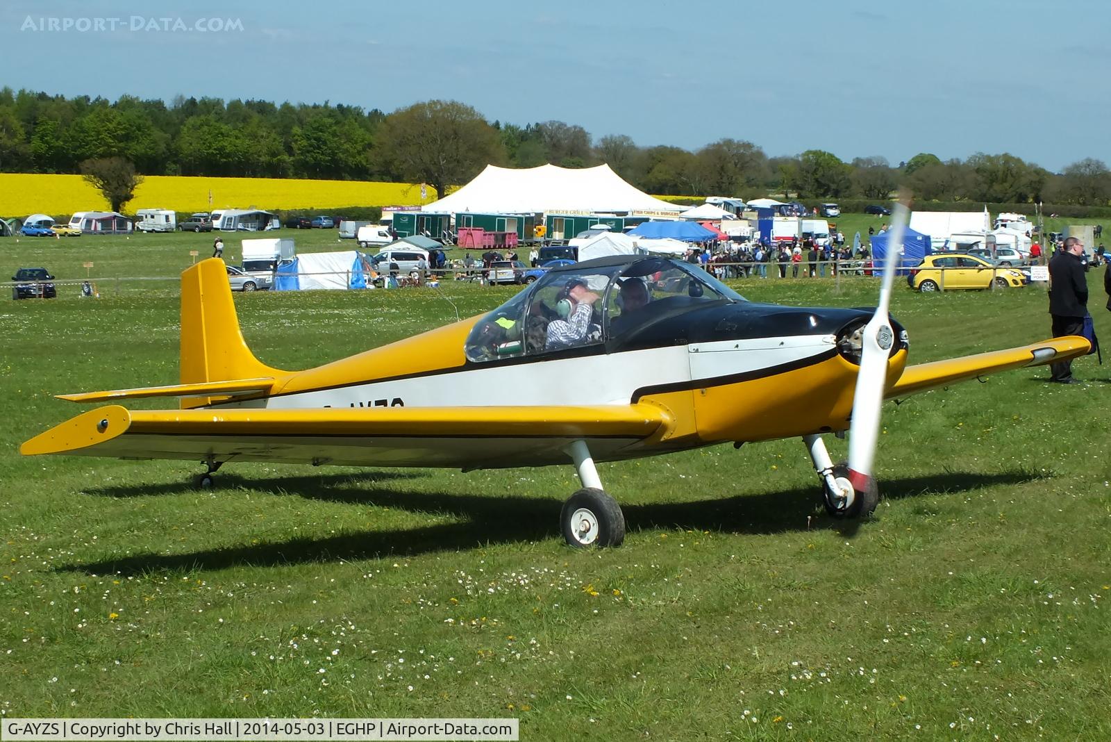 G-AYZS, 1971 Rollason Druine D-62B Condor C/N RAE/650, at the 2014 Microlight Trade Fair, Popham
