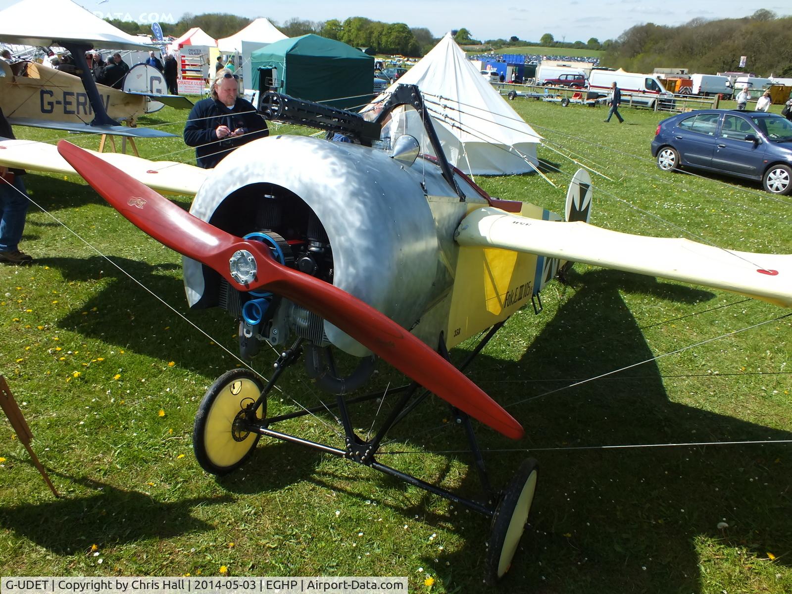 G-UDET, 2010 Fokker EIII Replica C/N GS-104, at the 2014 Microlight Trade Fair, Popham