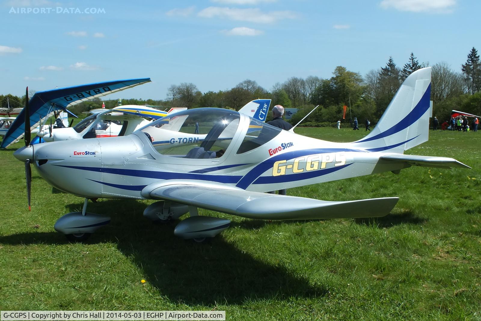G-CGPS, 2010 Aerotechnik EV-97 Eurostar SL C/N LAA 315B-14987, at the 2014 Microlight Trade Fair, Popham