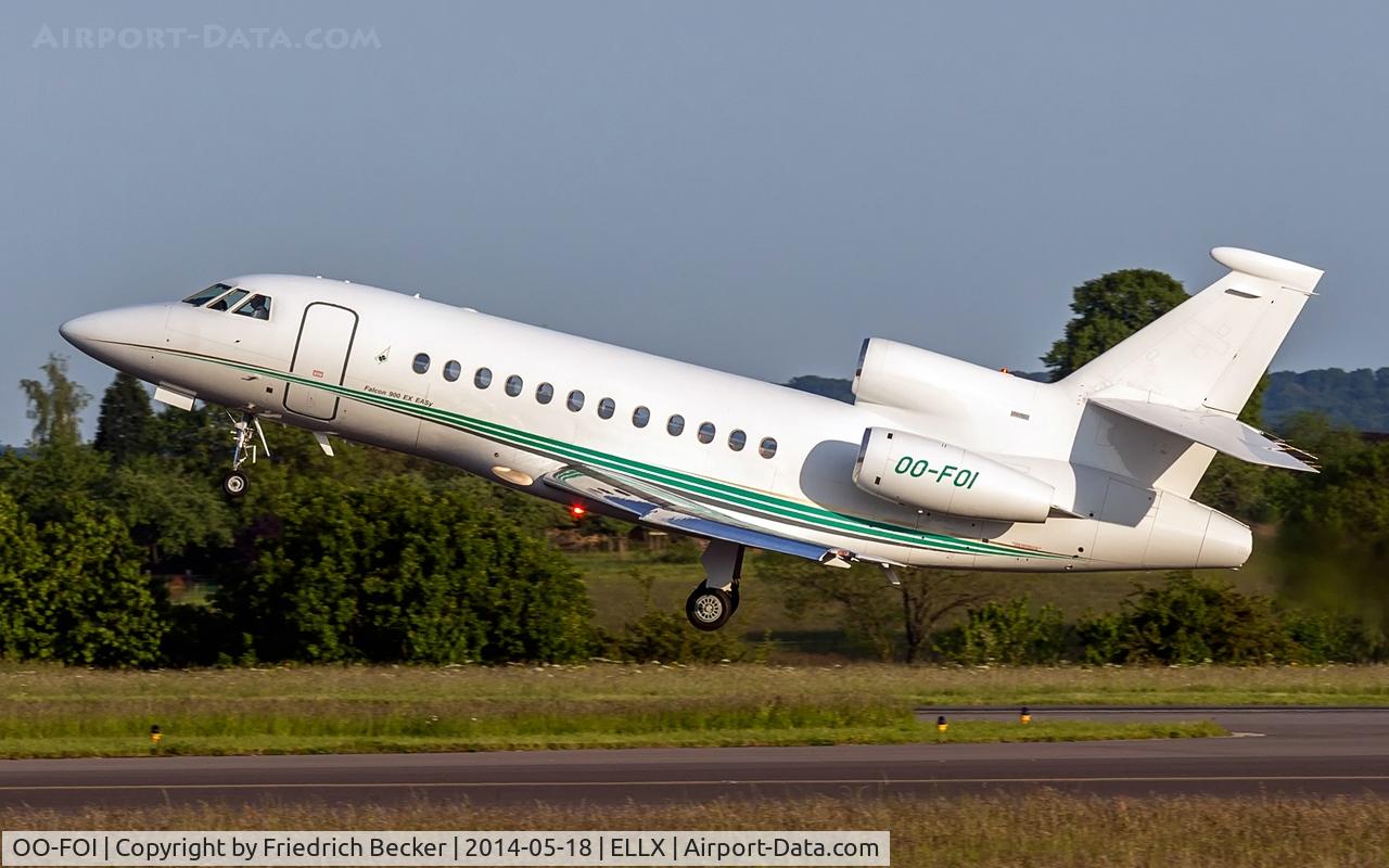 OO-FOI, 2004 Dassault Falcon 900EX C/N 121, departure from Luxembourg via RW06