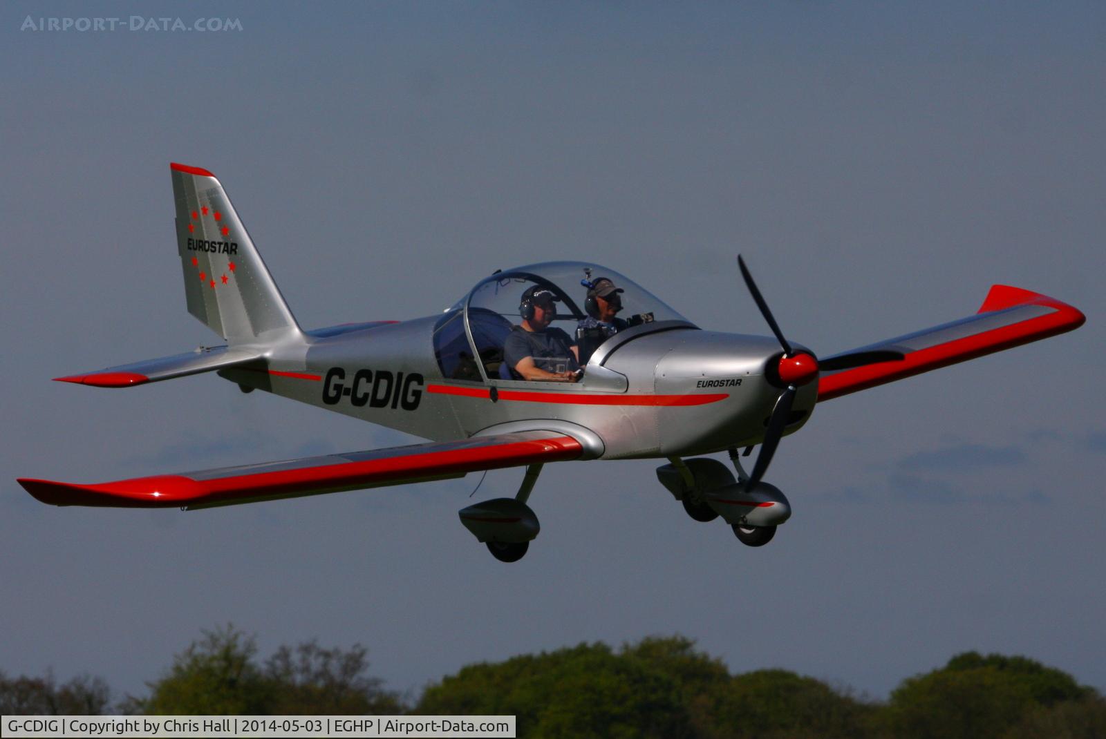 G-CDIG, 2005 Aerotechnik EV-97 Eurostar C/N PFA 315-14353, at the 2014 Microlight Trade Fair, Popham