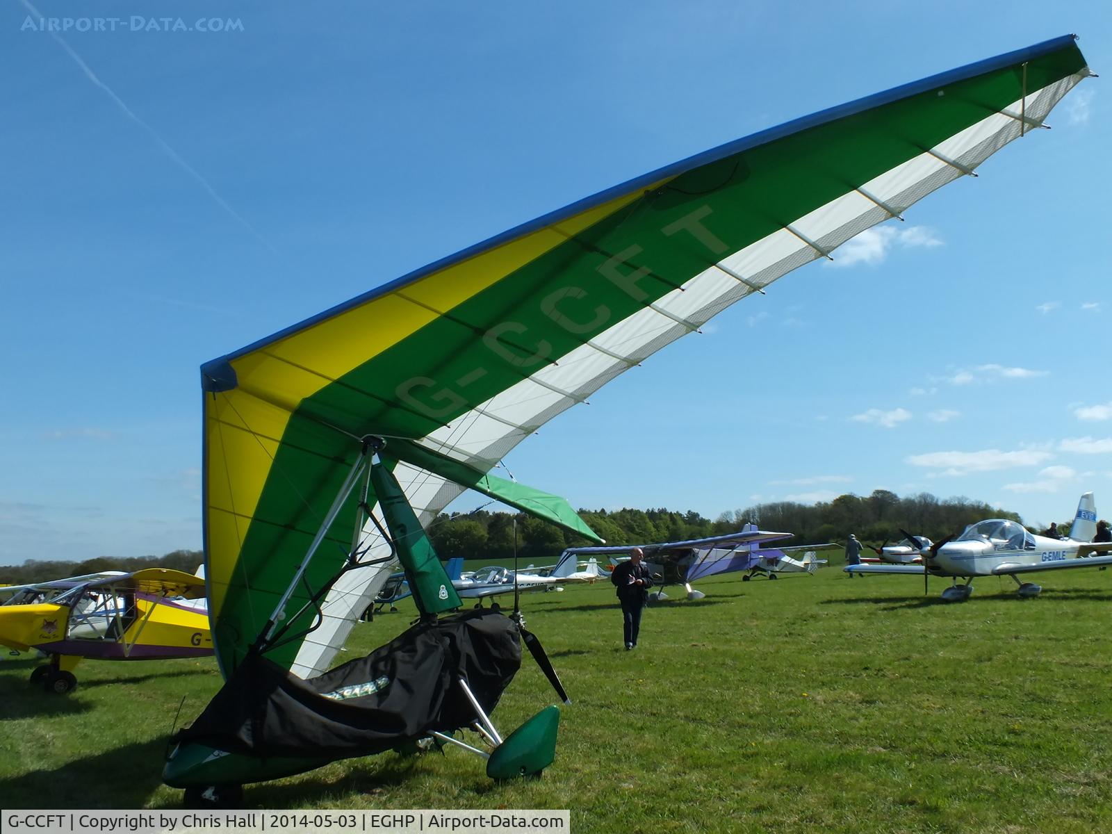 G-CCFT, 2003 Mainair Pegasus Quantum 15-912 C/N 7961, at the 2014 Microlight Trade Fair, Popham