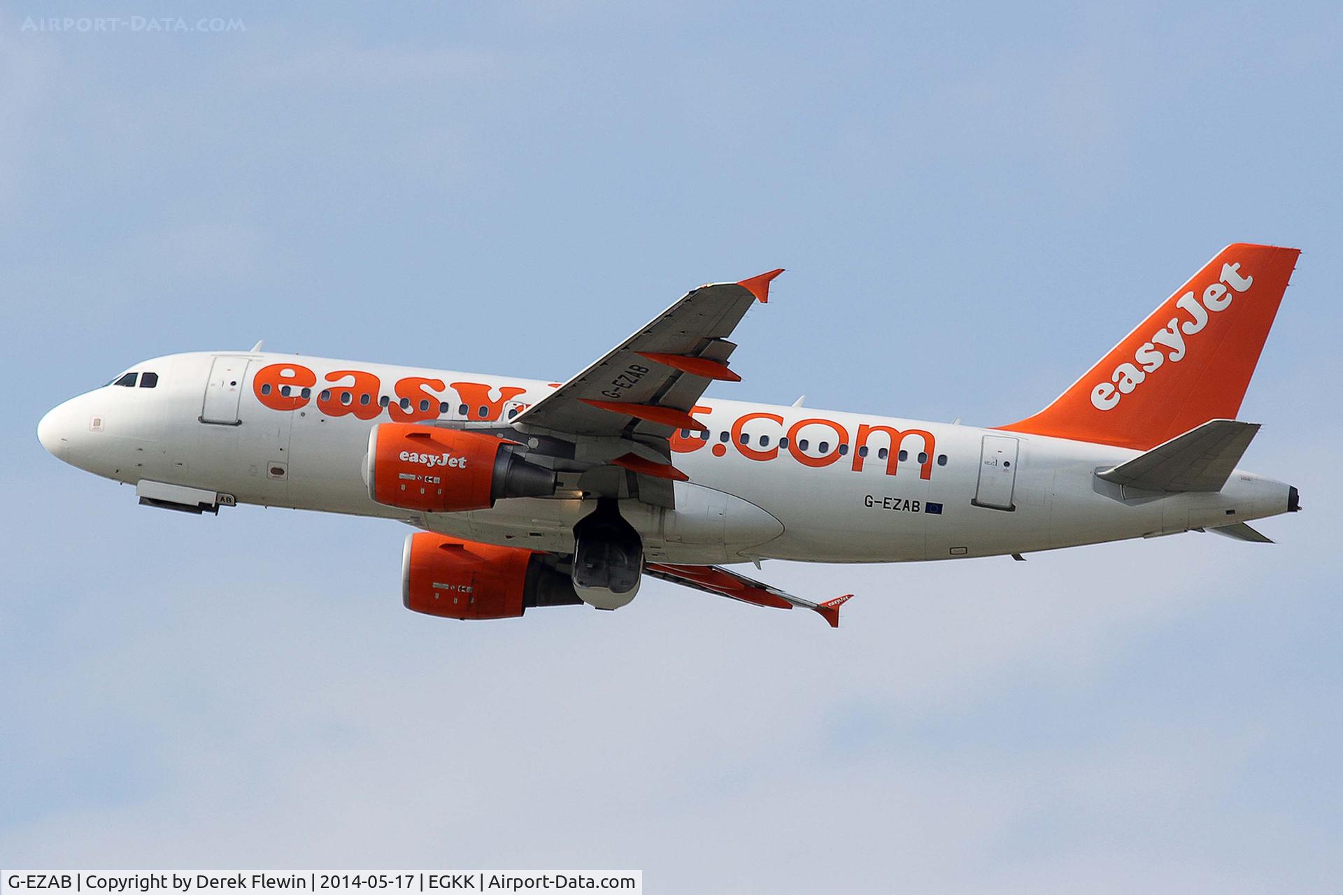G-EZAB, 2006 Airbus A319-111 C/N 2681, Seen pulling out from runway 26R at EGKK.