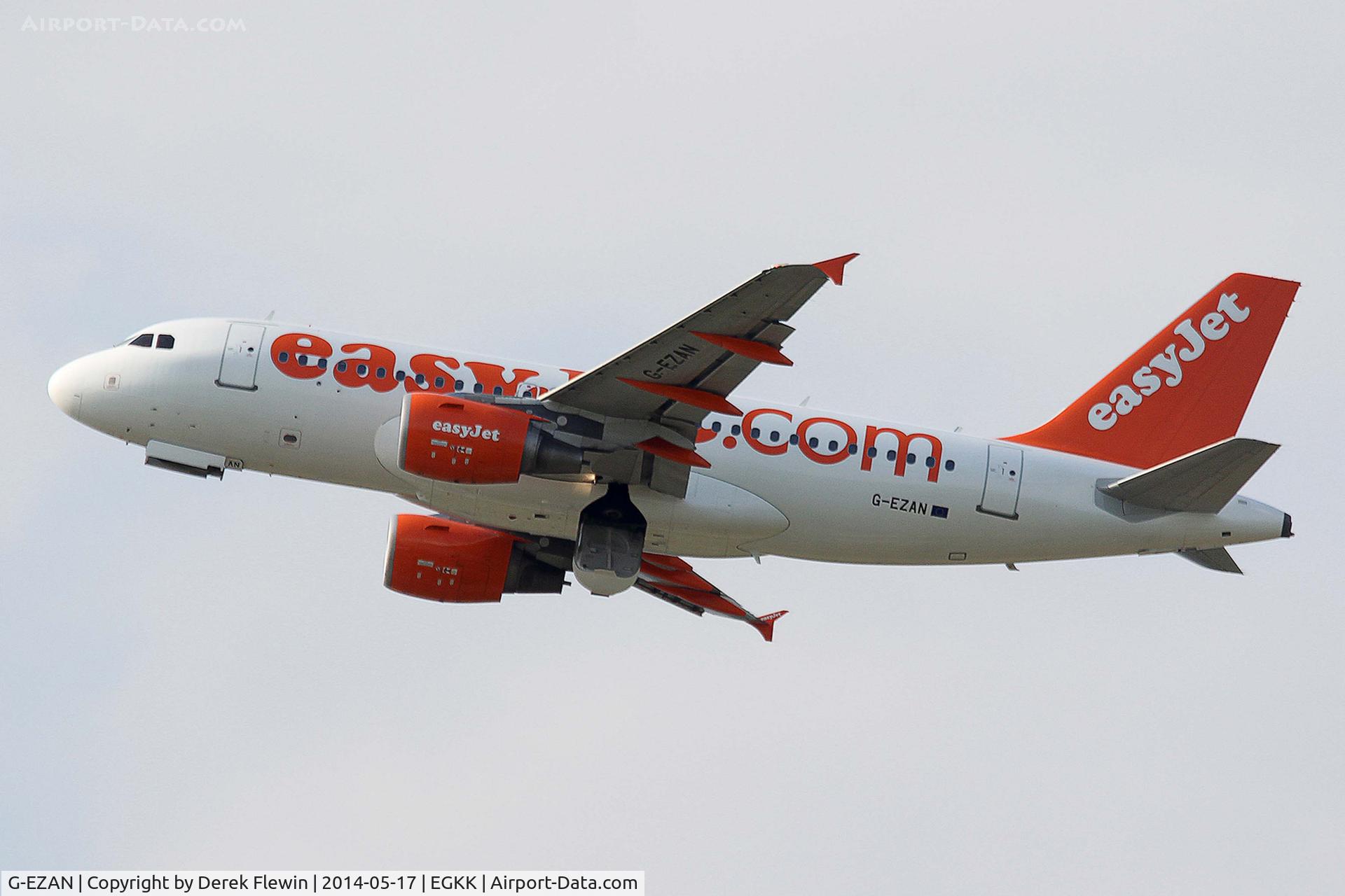 G-EZAN, 2006 Airbus A319-111 C/N 2765, Seen pulling out from runway 26R at EGKK.