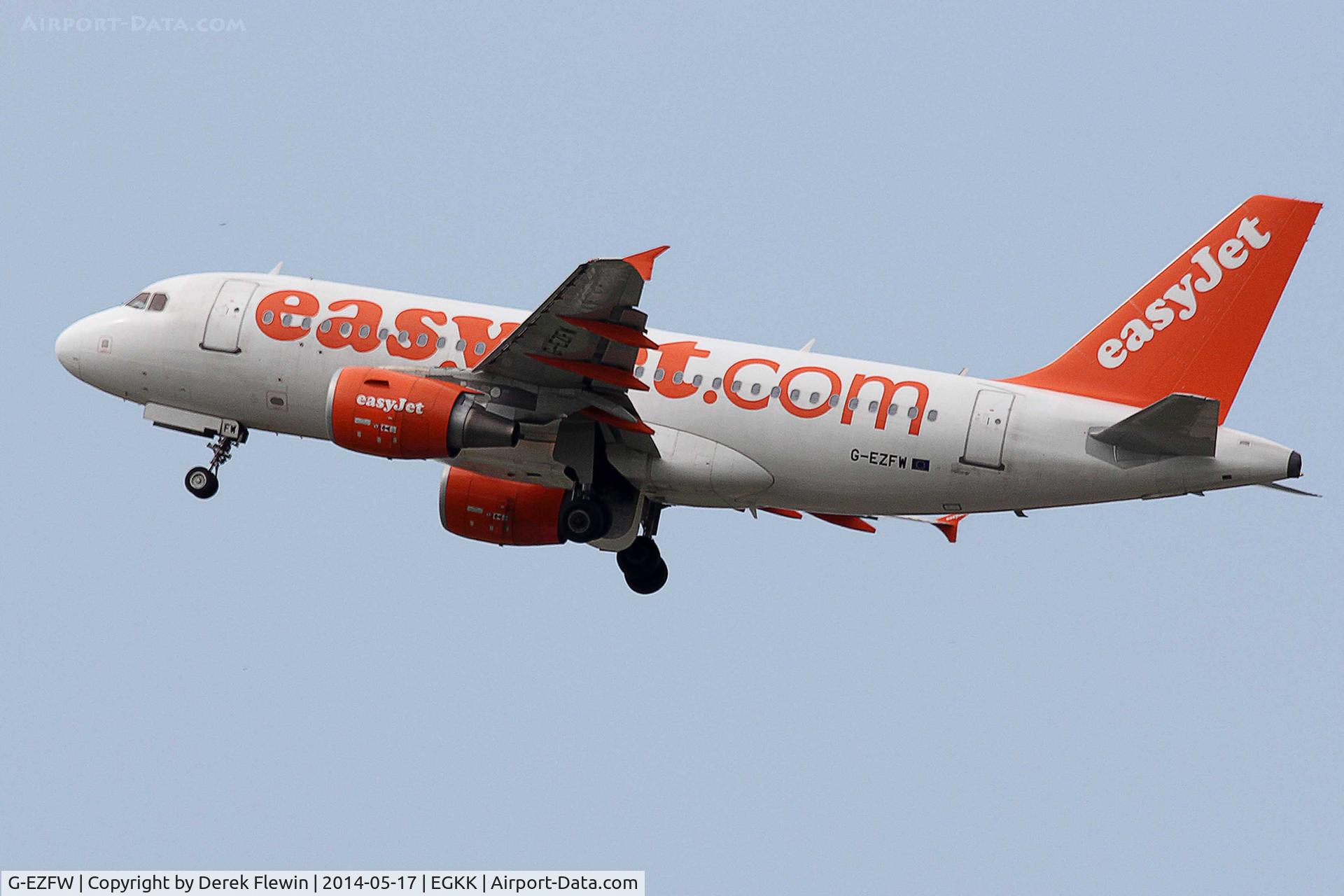 G-EZFW, 2010 Airbus A319-111 C/N 4380, Seen pulling out from runway 26R at EGKK.