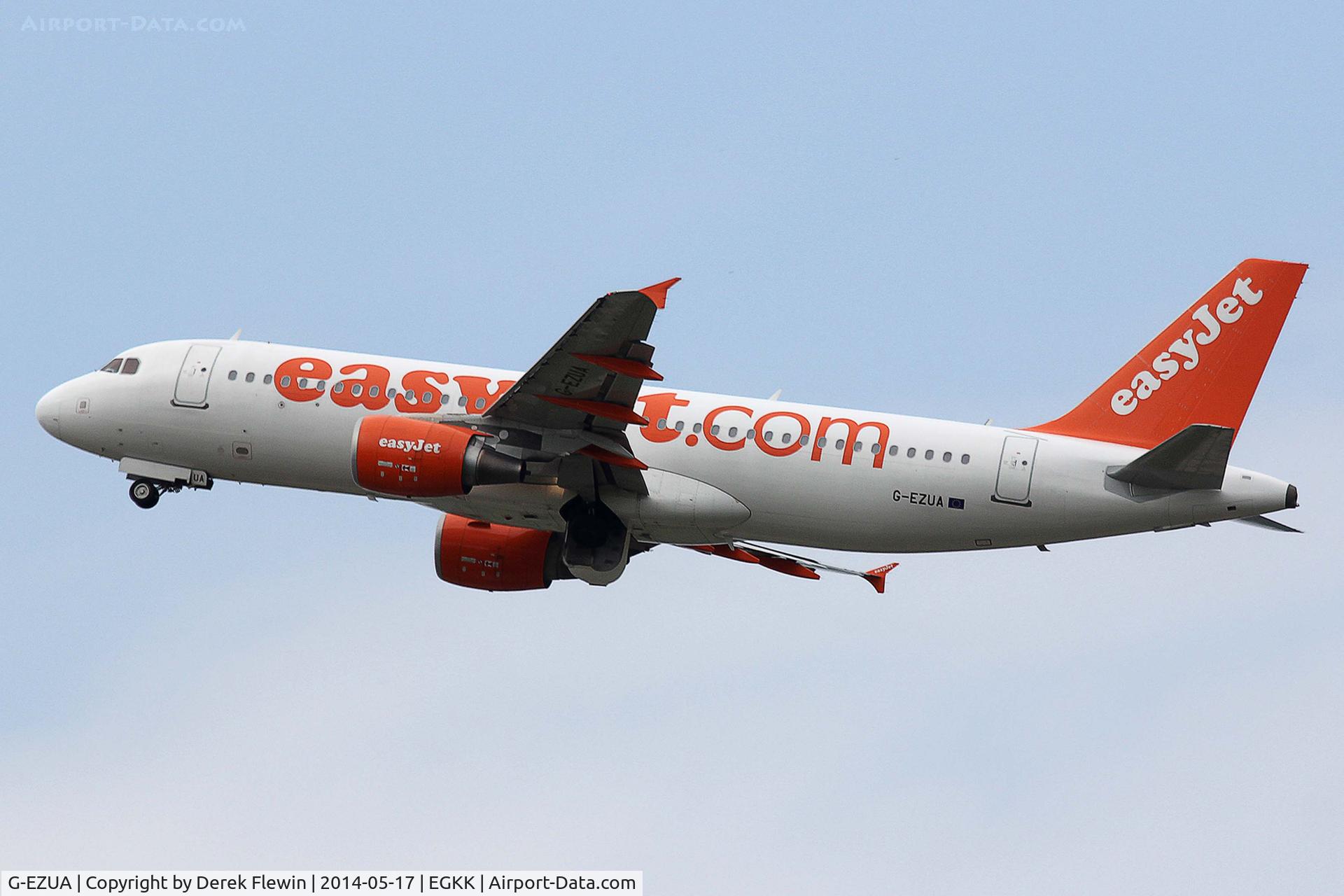 G-EZUA, 2011 Airbus A320-214 C/N 4588, Seen pulling out from runway 26R at EGKK.