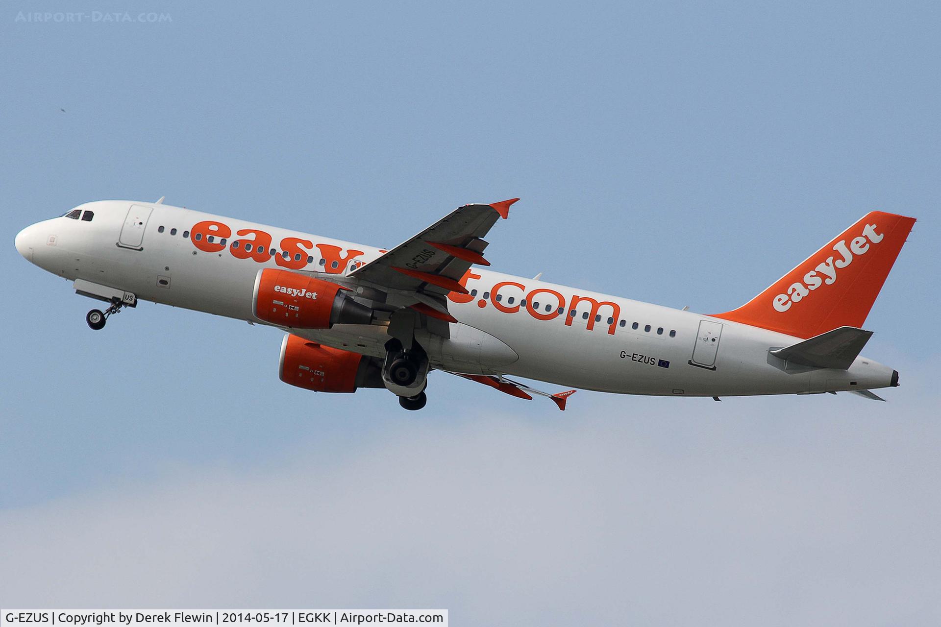 G-EZUS, 2012 Airbus A320-214 C/N 5104, Seen pulling out from runway 26R at EGKK.