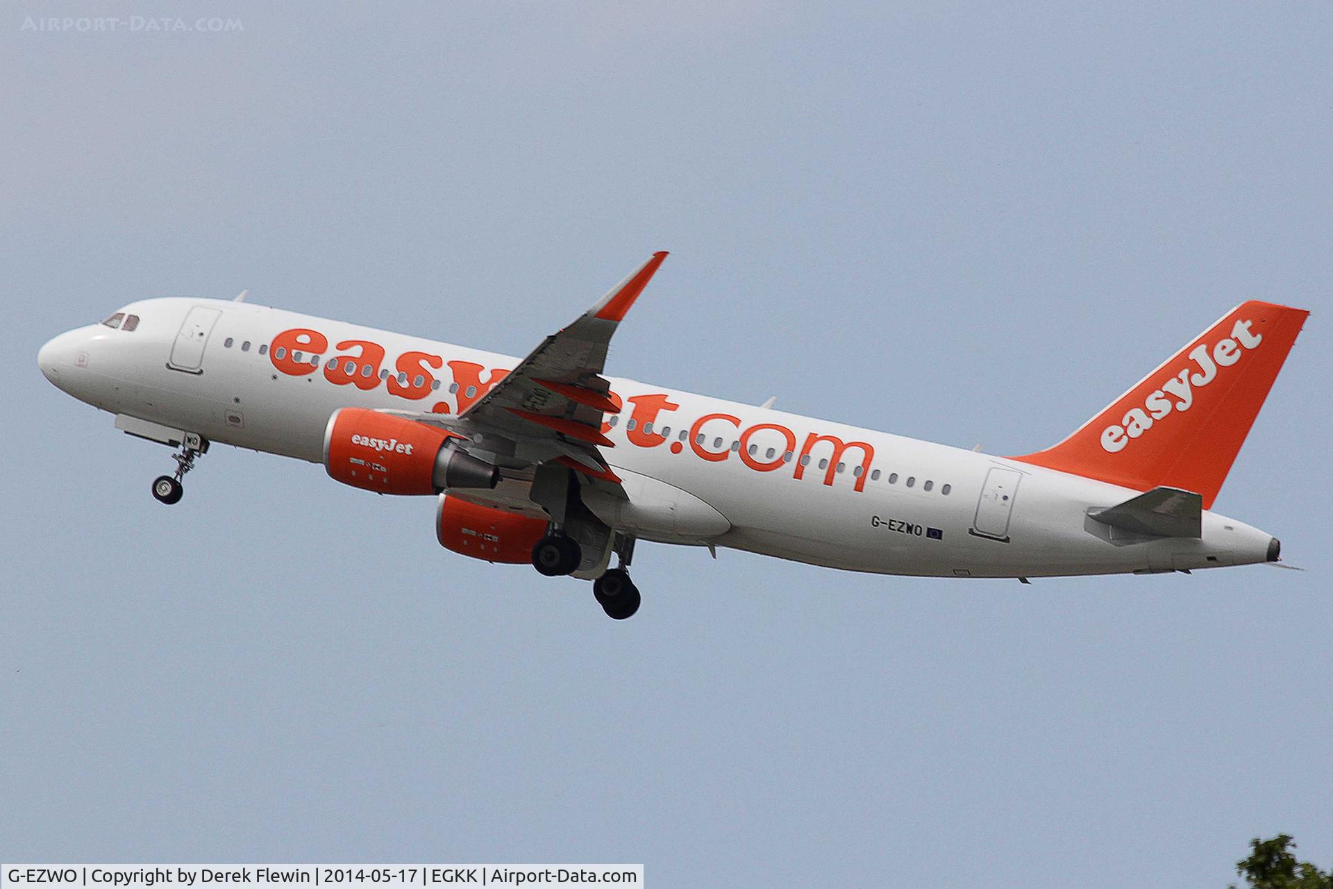 G-EZWO, 2013 Airbus A320-214 C/N 5785, Seen pulling out from runway 26R at EGKK.