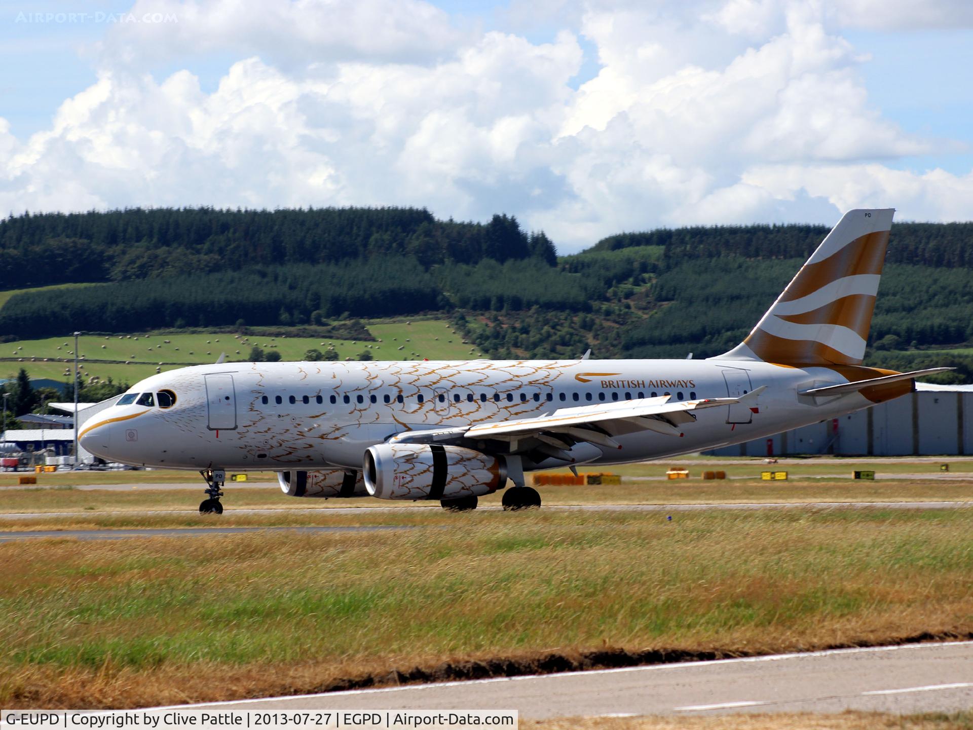 G-EUPD, 1999 Airbus A319-131 C/N 1142, Aberdeen arrival