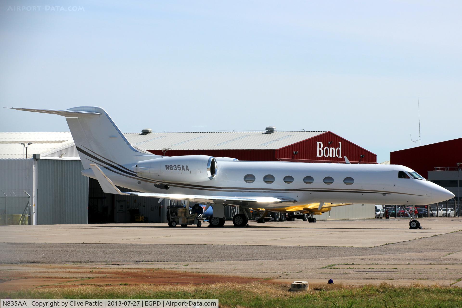 N835AA, 1988 Gulfstream G-IV C/N 1065, In GA park on east side of Aberdeen airport EGPD