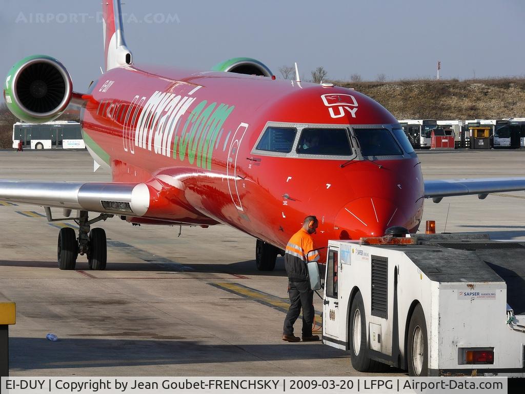 EI-DUY, 2007 Bombardier CRJ-900ER (CL-600-2D24) C/N 15112, ex MYAIR at CDG T3