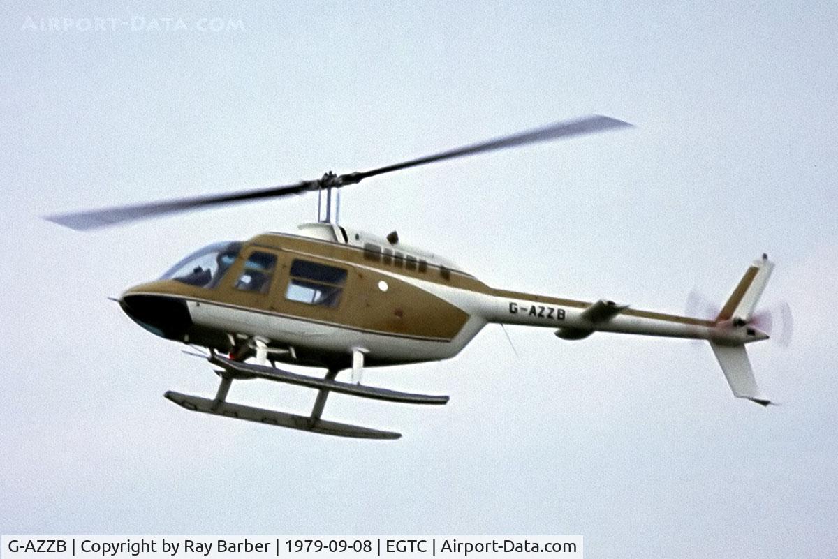G-AZZB, 1972 Agusta AB-206B JetRanger II C/N 8327, Agusta-Bell 206B Jet Ranger II [8327] Cranfield~G 08/09/1979. Taken from a slide.