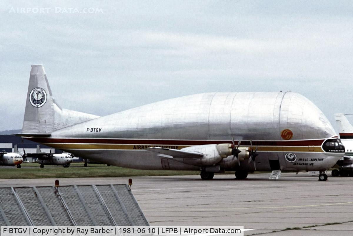 F-BTGV, Aero Spacelines 377SGT Super Guppy Turbine C/N 0001, Boeing 337SGT-201 Super Guppy [001] Paris Le Bourget~F 10/06/1981. From a slide.
