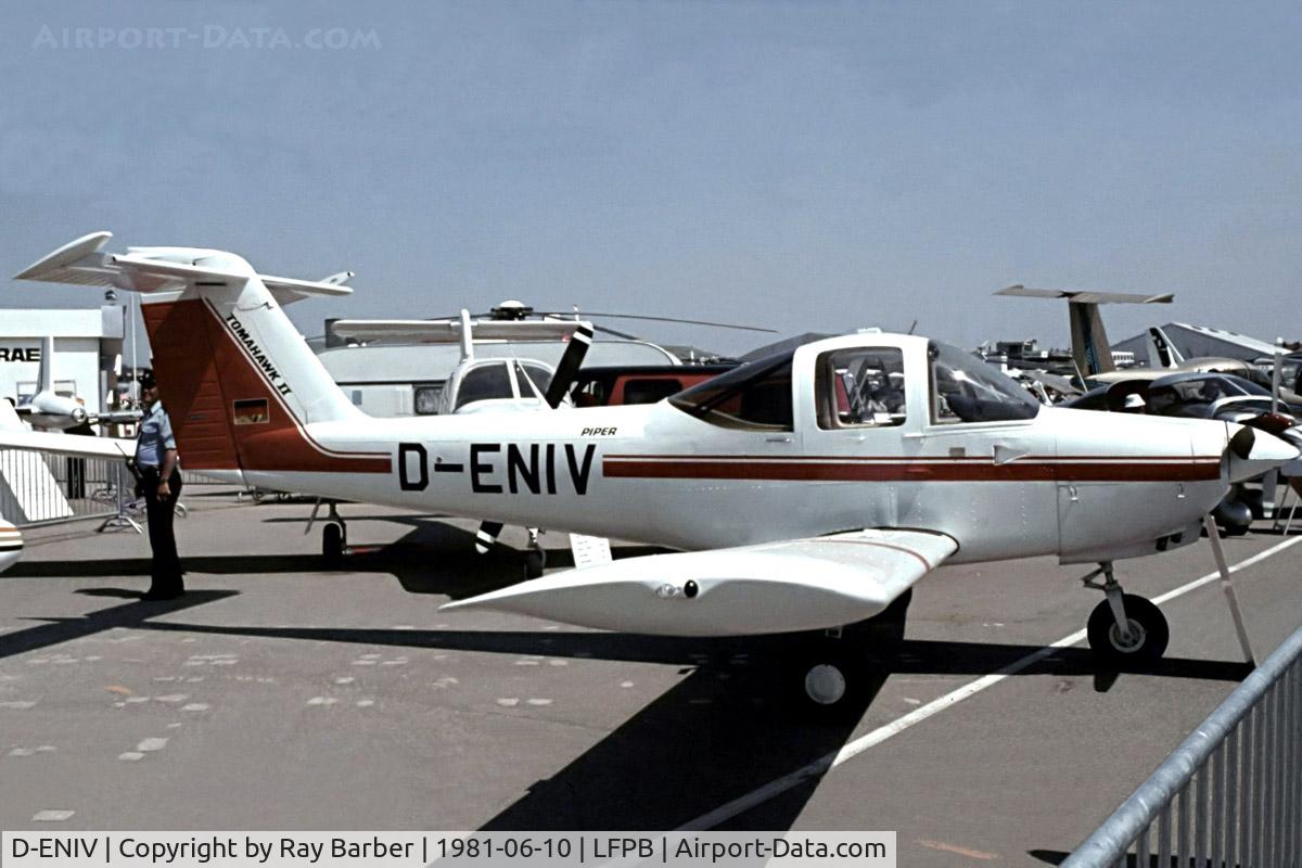 D-ENIV, 1981 Piper PA-38-112 Tomahawk Tomahawk C/N 38-81A0007, Piper PA-38-112 Tomahawk [38-81A0007] Paris Le Bourget~F 10/06/1981. Taken from a slide.