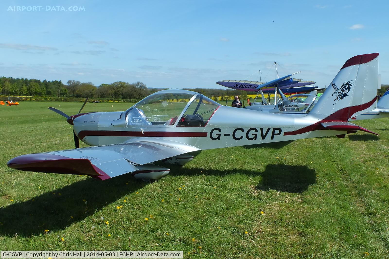 G-CGVP, 2011 Aerotechnik EV-97 Eurostar C/N LAA 315-15047, at the 2014 Microlight Trade Fair, Popham