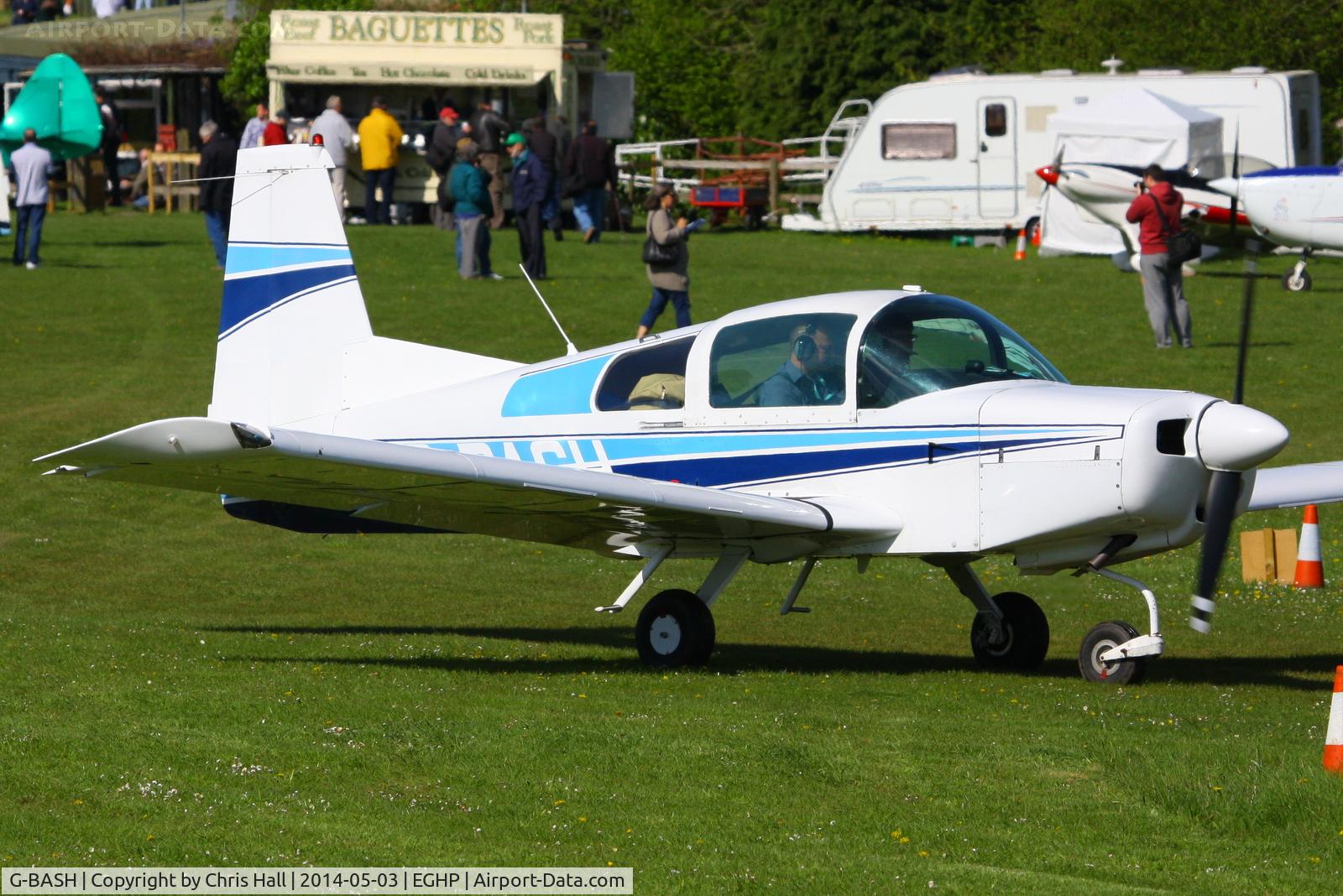 G-BASH, 1973 Grumman American AA-5 Traveler C/N AA5-0319, at the 2014 Microlight Trade Fair, Popham