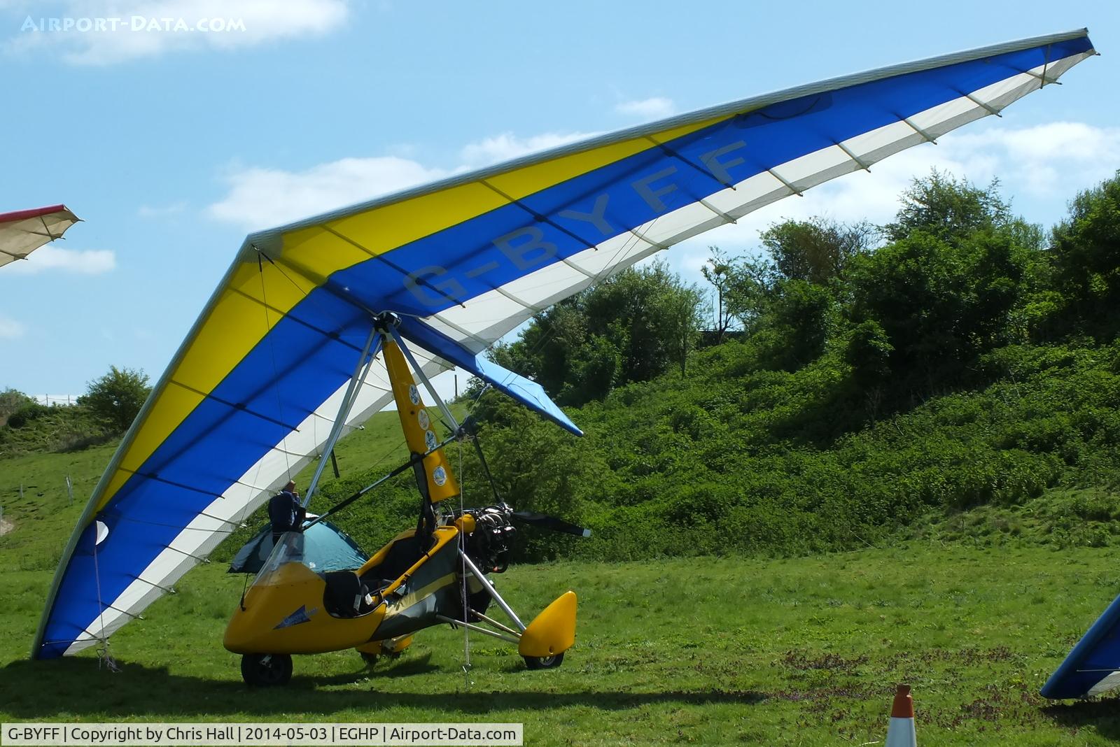 G-BYFF, 1999 Pegasus Quantum 15-912 C/N 7500, at the 2014 Microlight Trade Fair, Popham