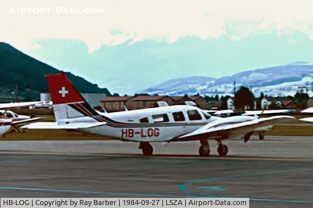 HB-LOG, 1978 Piper PA-34-200T C/N 34-7870415, Piper PA-34-200T Seneca II [34-7870415] Lugano~HB 27/09/1984. From a slide.