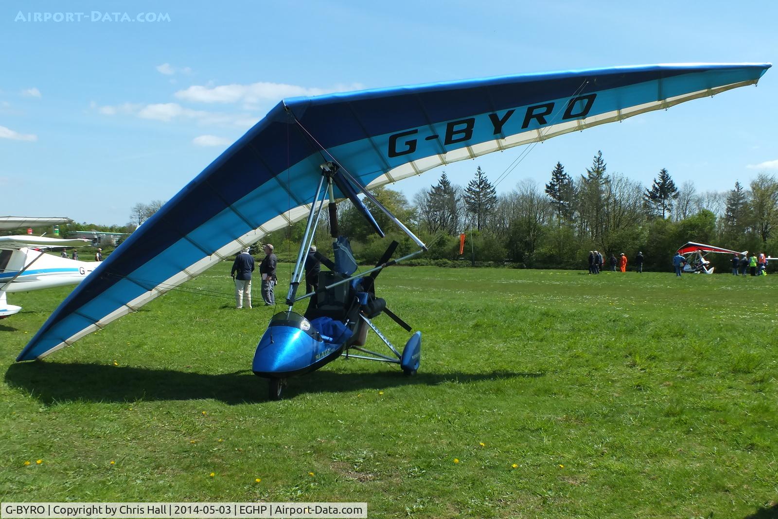 G-BYRO, 1999 Mainair Blade C/N 1210-0899-7-W1013, at the 2014 Microlight Trade Fair, Popham
