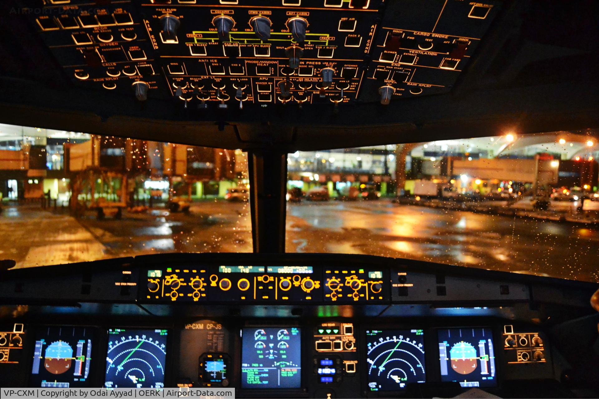 VP-CXM, 2006 Airbus A320-214 C/N 2776, rainy day at riyadh ,, during push back and start up