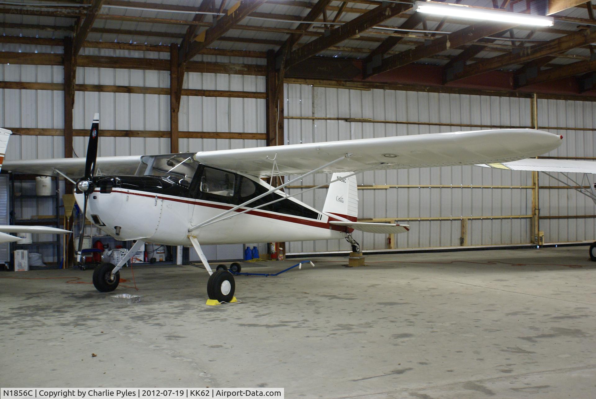 N1856C, 1946 Cessna 140 C/N 8996, In her hangar at K62