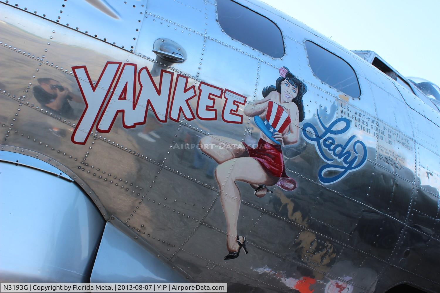 N3193G, 1944 Boeing B-17G Flying Fortress C/N 77255, Yankee Lady nose art