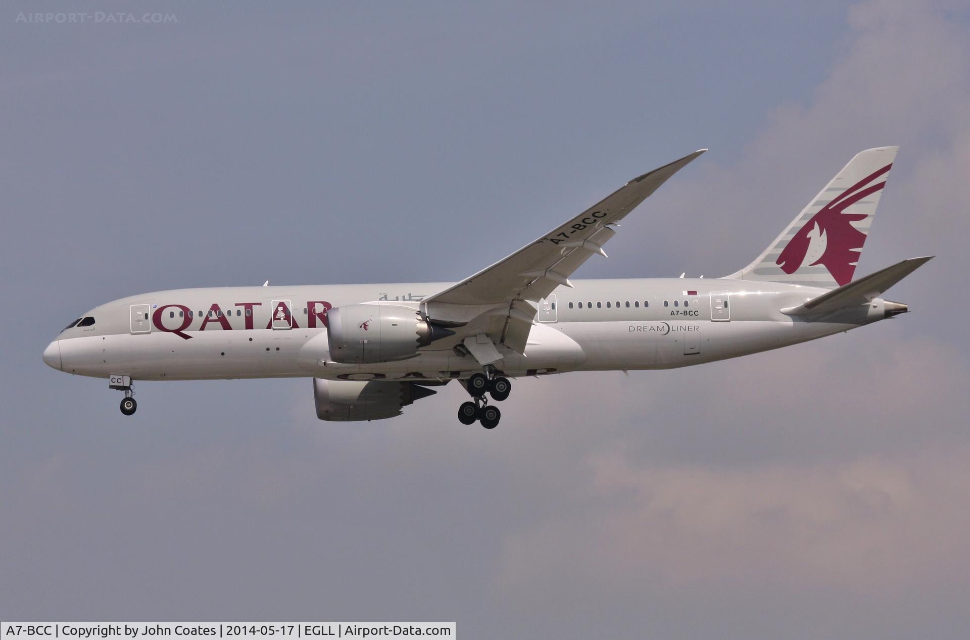 A7-BCC, 2012 Boeing 787-8 Dreamliner C/N 38321, Arriving 27L