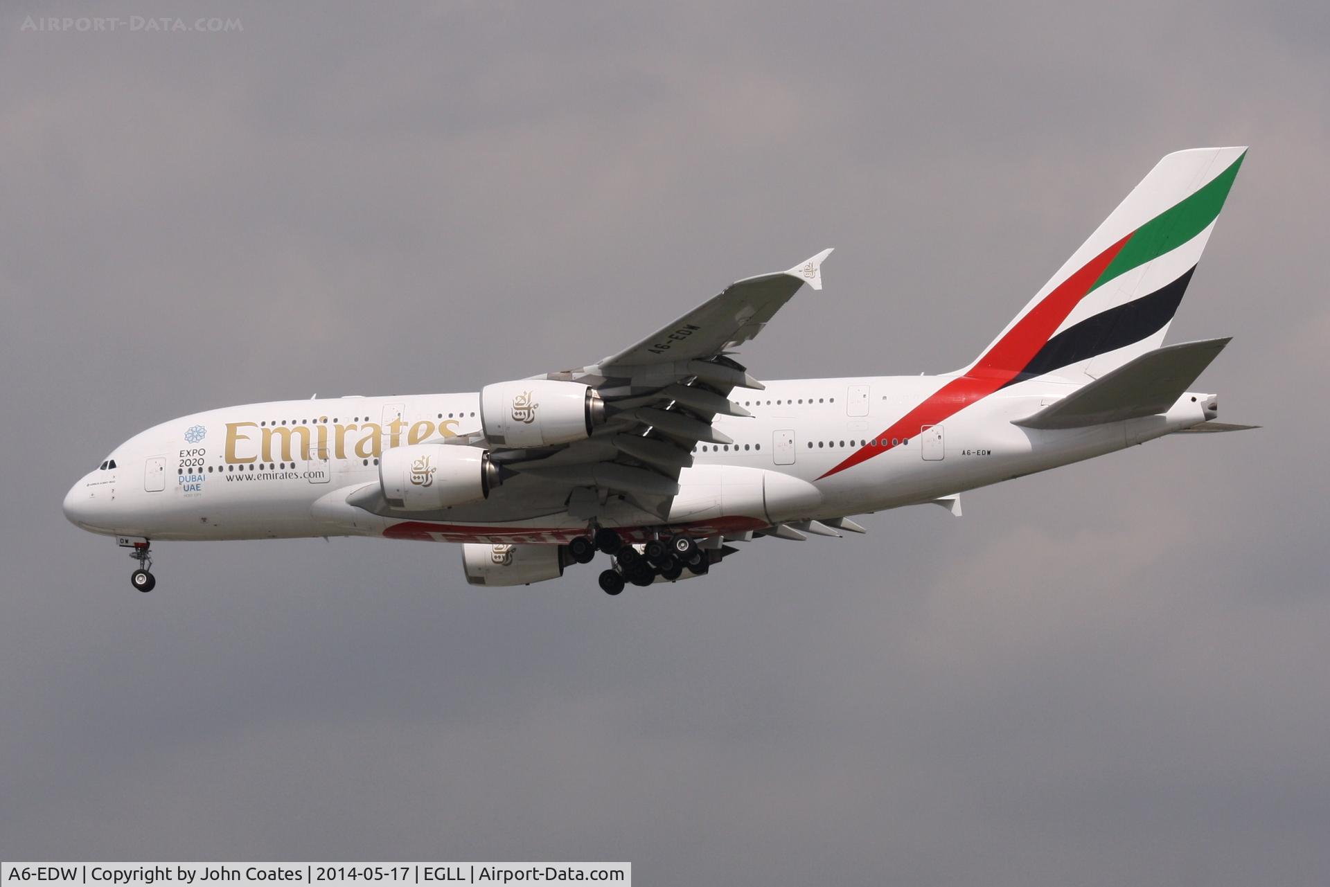 A6-EDW, 2012 Airbus A380-861 C/N 103, Arriving 27L