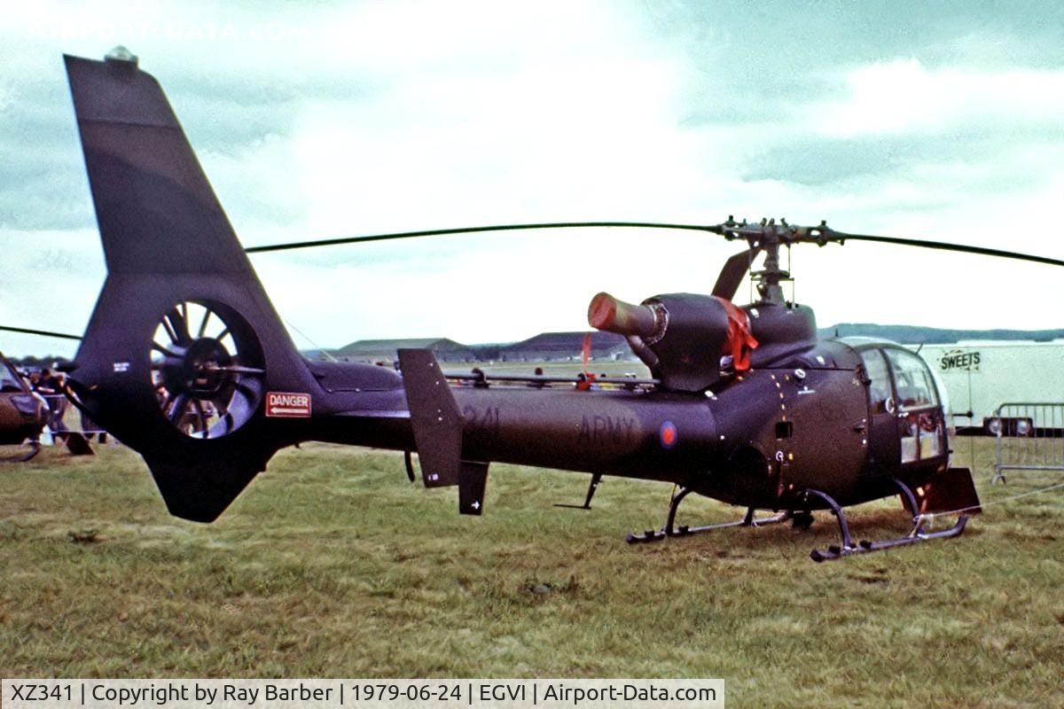 XZ341, 1977 Westland SA-341B Gazelle AH1 C/N WA1692, Aerospatiale SA.341B Gazelle AH.1 [1692] (Army Air Corp) RAF Greenham Common~G 24/06/1979. From a slide.