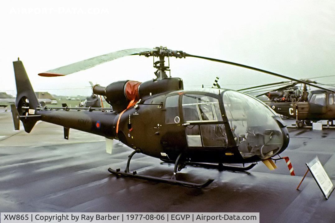 XW865, 1973 Westland SA-341B Gazelle AH1 C/N WA1119, XW865   SA.341B Gazelle AH.1 [1118] (Army Air Corp) AAC Middle Wallop~G 06/08/1977. From a slide.