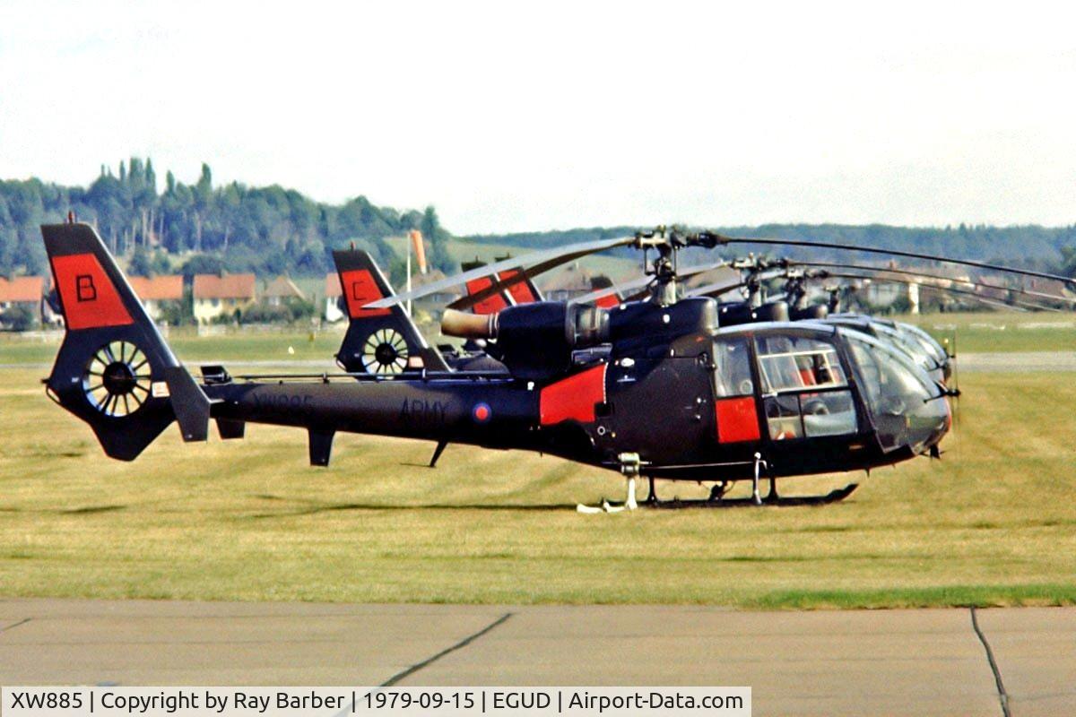 XW885, 1973 Westland SA-341B Gazelle AH1 C/N WA1152, SA.341B Gazelle AH.1 [1152] (Army Air Corp) RAF Abingdon~G 15/09/1979. From a slide.