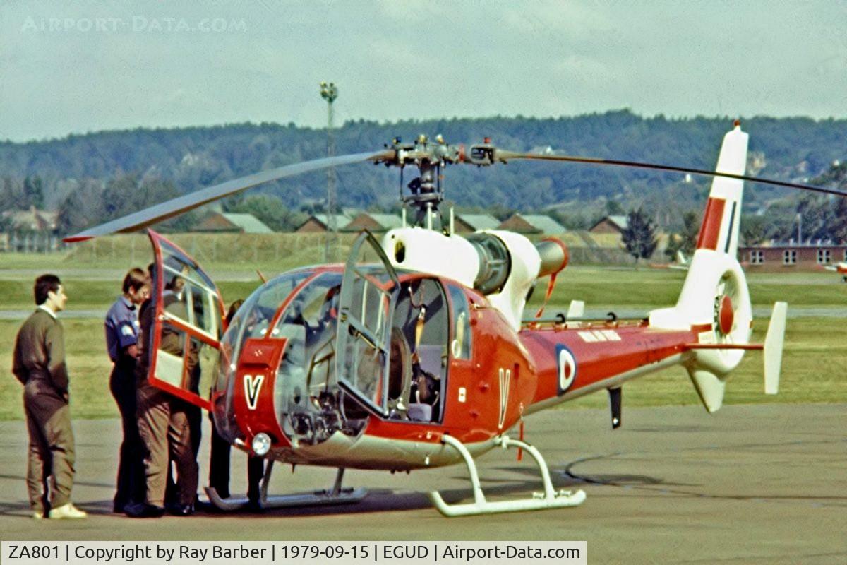 ZA801, 1979 Westland SA-341D Gazelle HT3 C/N WA1791, Aerospatiale SA.341D Gazelle HT.3 [1791] (Royal Air Force) RAF Abingdon~G 15/09/1979. From a slide.