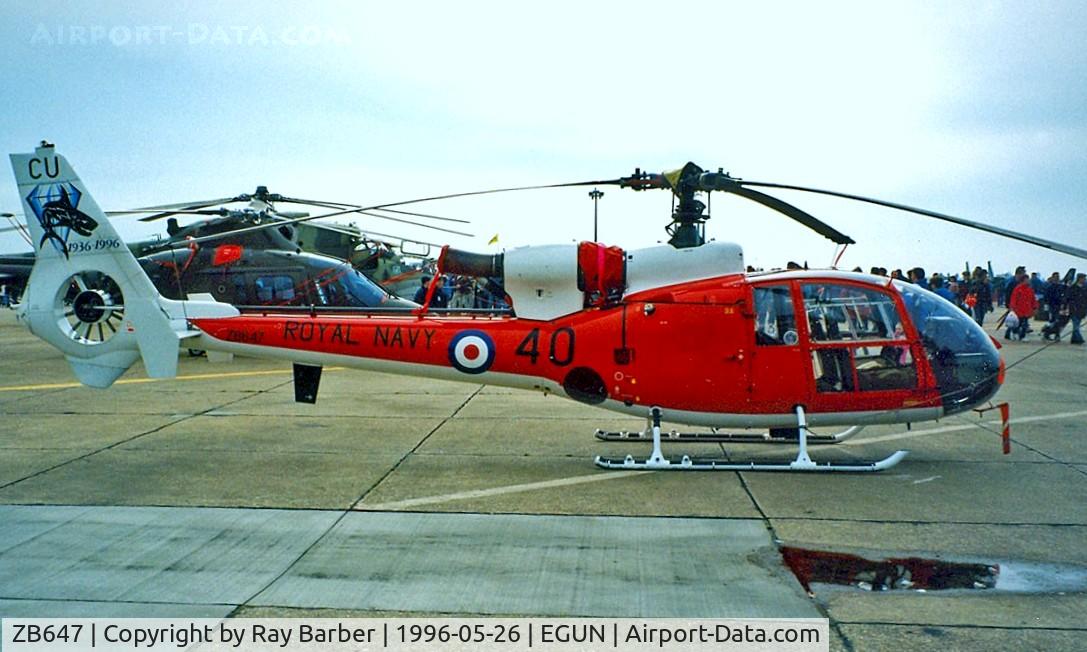 ZB647, 1982 Westland SA-341C Gazelle HT2 C/N 1924, ZB647   Aerospatiale SA.341C Gazelle HT.2 [1924] (Royal Navy) RAF Mildenhall~G 26/05/1996