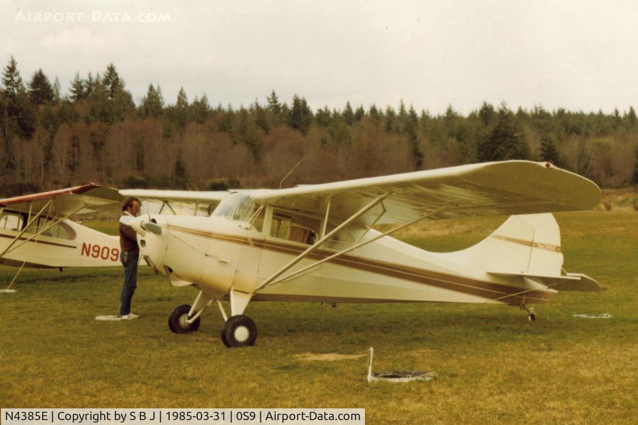 N4385E, 1948 Aeronca 11CC Super Chief C/N 11CC-201,               End of an exciting day of flying due to marginal weather. Flight was from Grants Pass,Org. to Jefferson Co. Wash.