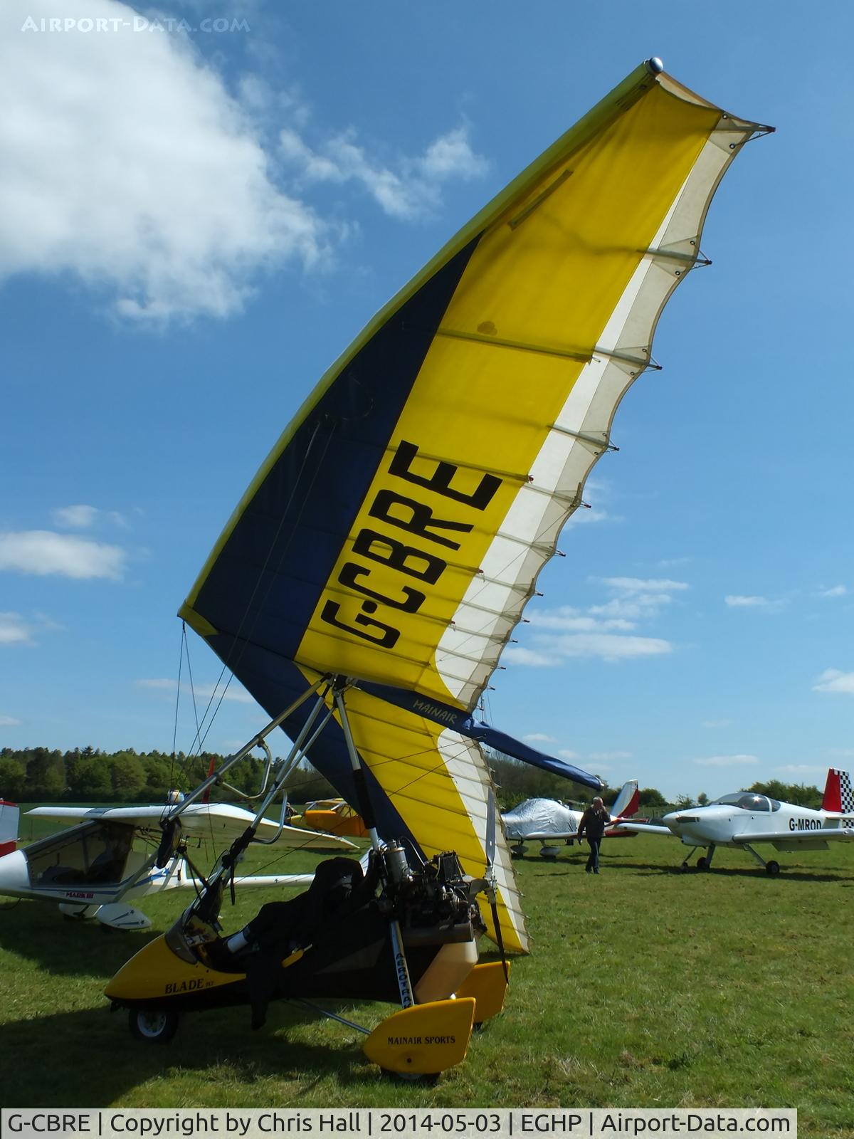 G-CBRE, 2002 Mainair Blade 912 C/N 1330-0602-7-W1125, at the 2014 Microlight Trade Fair, Popham