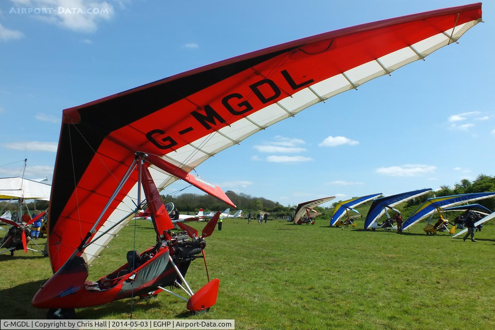 G-MGDL, 1998 Pegasus Quantum 15 C/N 7400, at the 2014 Microlight Trade Fair, Popham