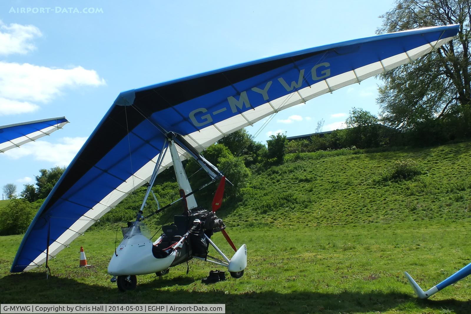 G-MYWG, 1995 Pegasus Quantum 15 C/N 6998, at the 2014 Microlight Trade Fair, Popham