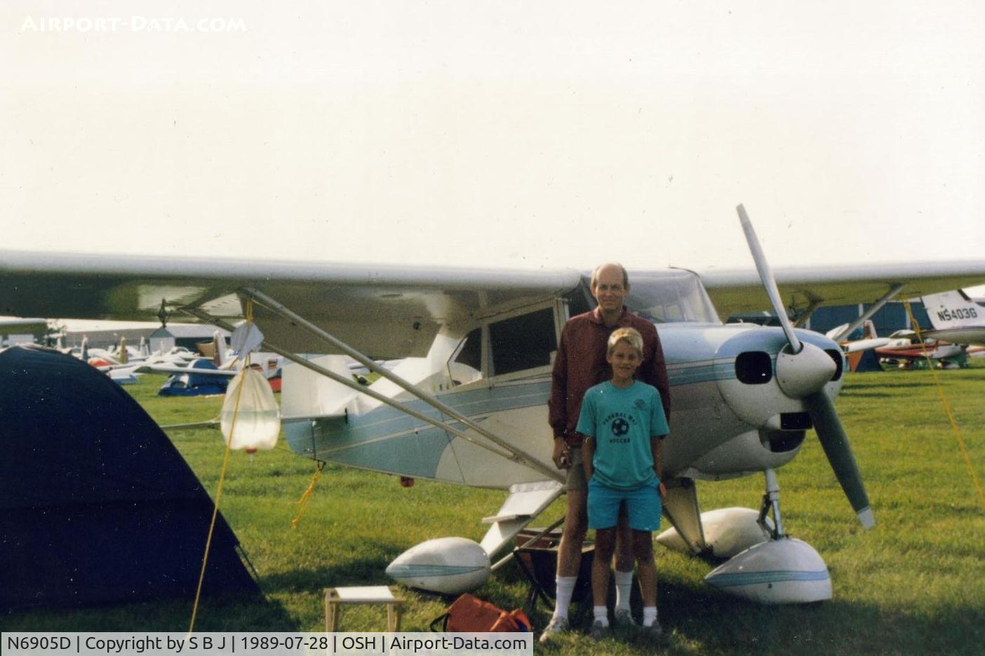 N6905D, 1957 Piper PA-22-150 Tri-Pacer C/N 22-4832, 05D at the Oshkosh Flyin  of 1989 with the then new owners.