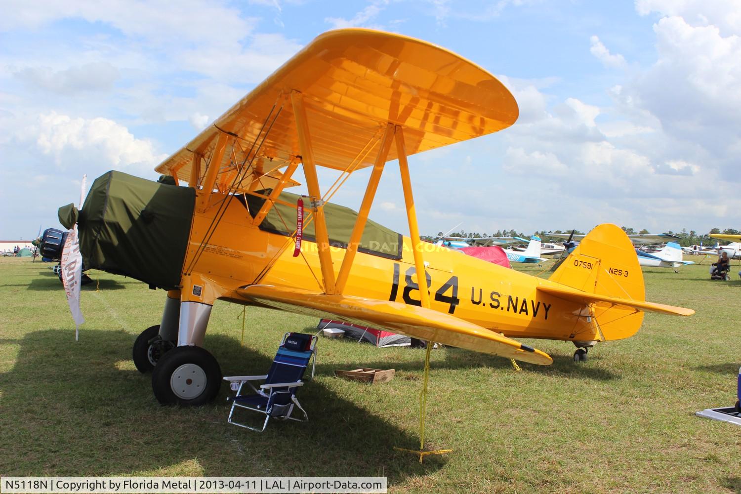 N5118N, 1943 Boeing A75L3 C/N 75-7195, Stearman N2S at Sun N Fun