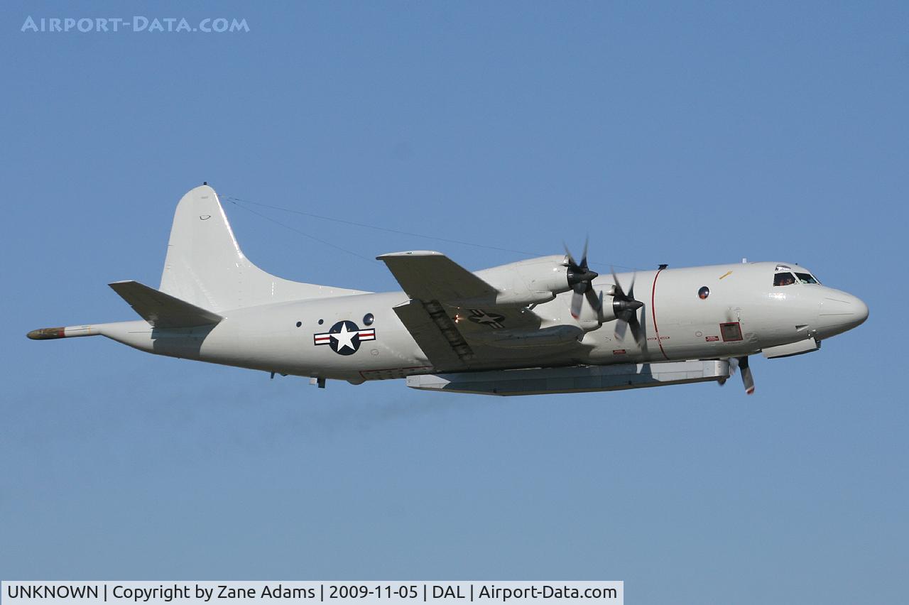 UNKNOWN, Lockheed P-3 Orion C/N unknown, Unmarked mystery P-3 departing Dallas Love Field
