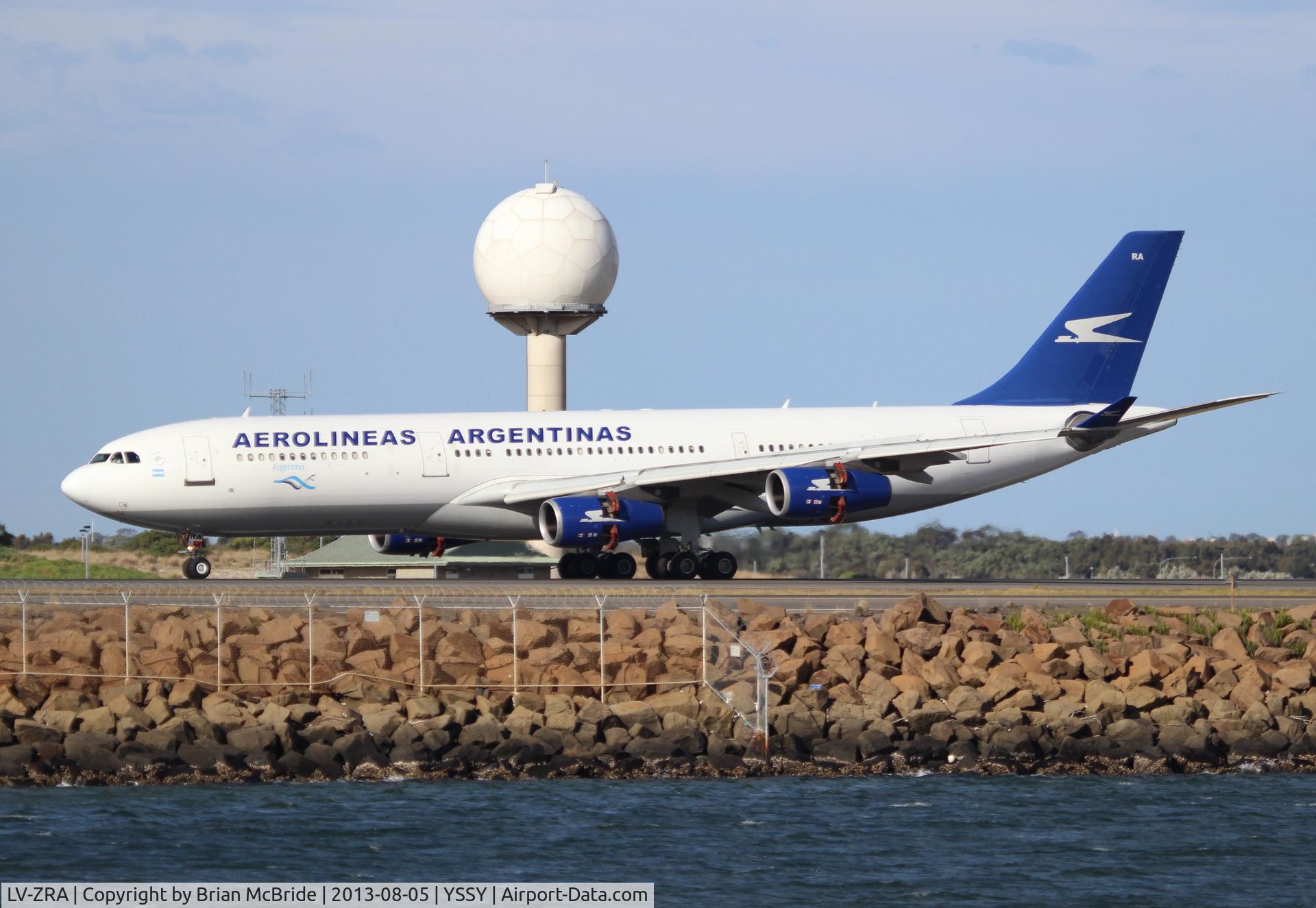 LV-ZRA, 1995 Airbus A340-211 C/N 085, Aerolineas Argentinas. A340-211. LV-ZRA cn 085. Sydney - Kingsford Smith International (Mascot) (SYD YSSY). Image © Brian McBride. 05 August 2013