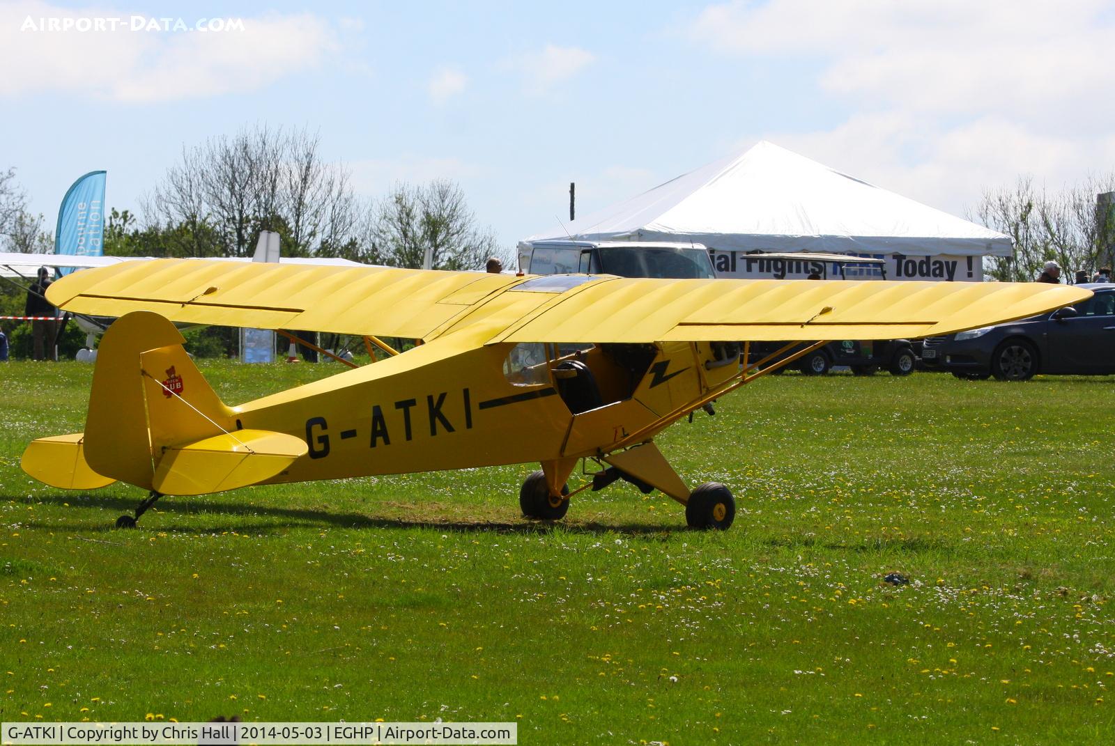 G-ATKI, 1946 Piper J3C-65 Cub Cub C/N 17545, at the 2014 Microlight Trade Fair, Popham