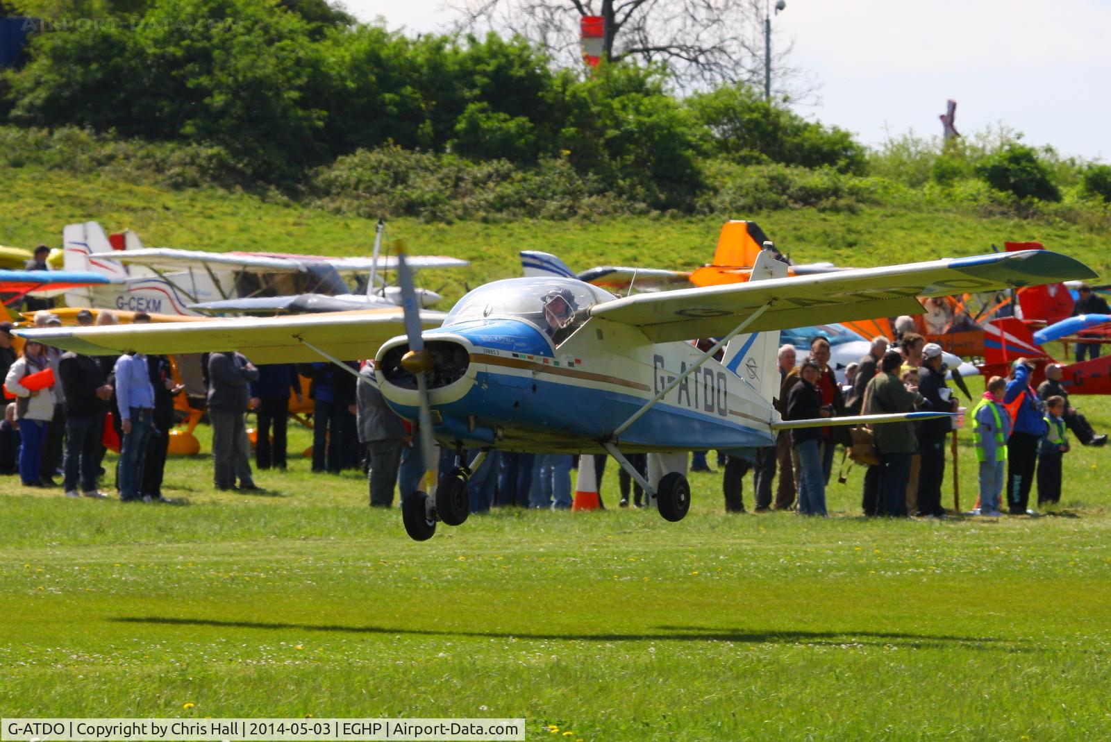 G-ATDO, 1965 Bolkow Bo-208C Junior C/N 576, at the 2014 Microlight Trade Fair, Popham
