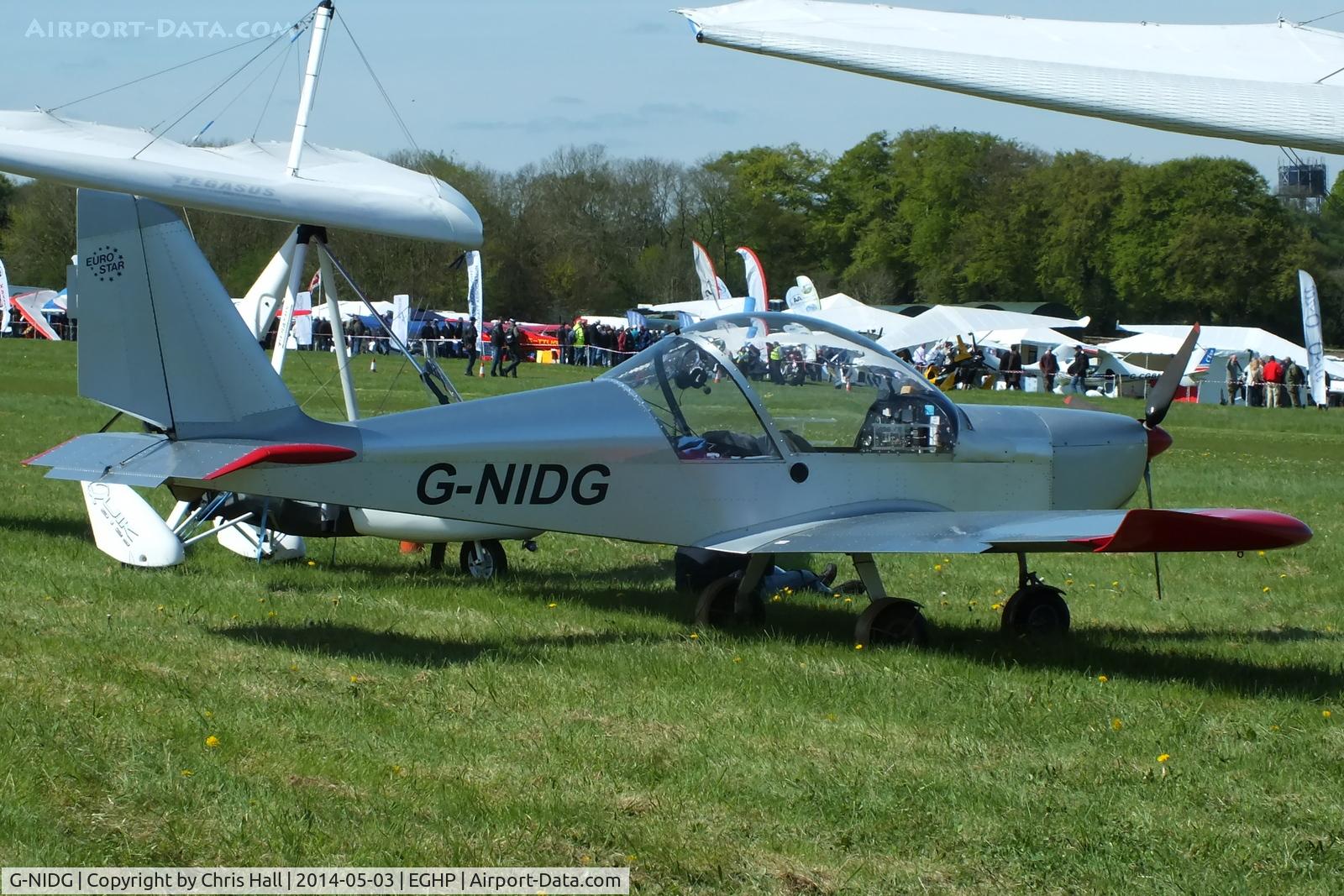 G-NIDG, 2000 Aerotechnik EV-97 Eurostar C/N PFA 315-13580, at the 2014 Microlight Trade Fair, Popham