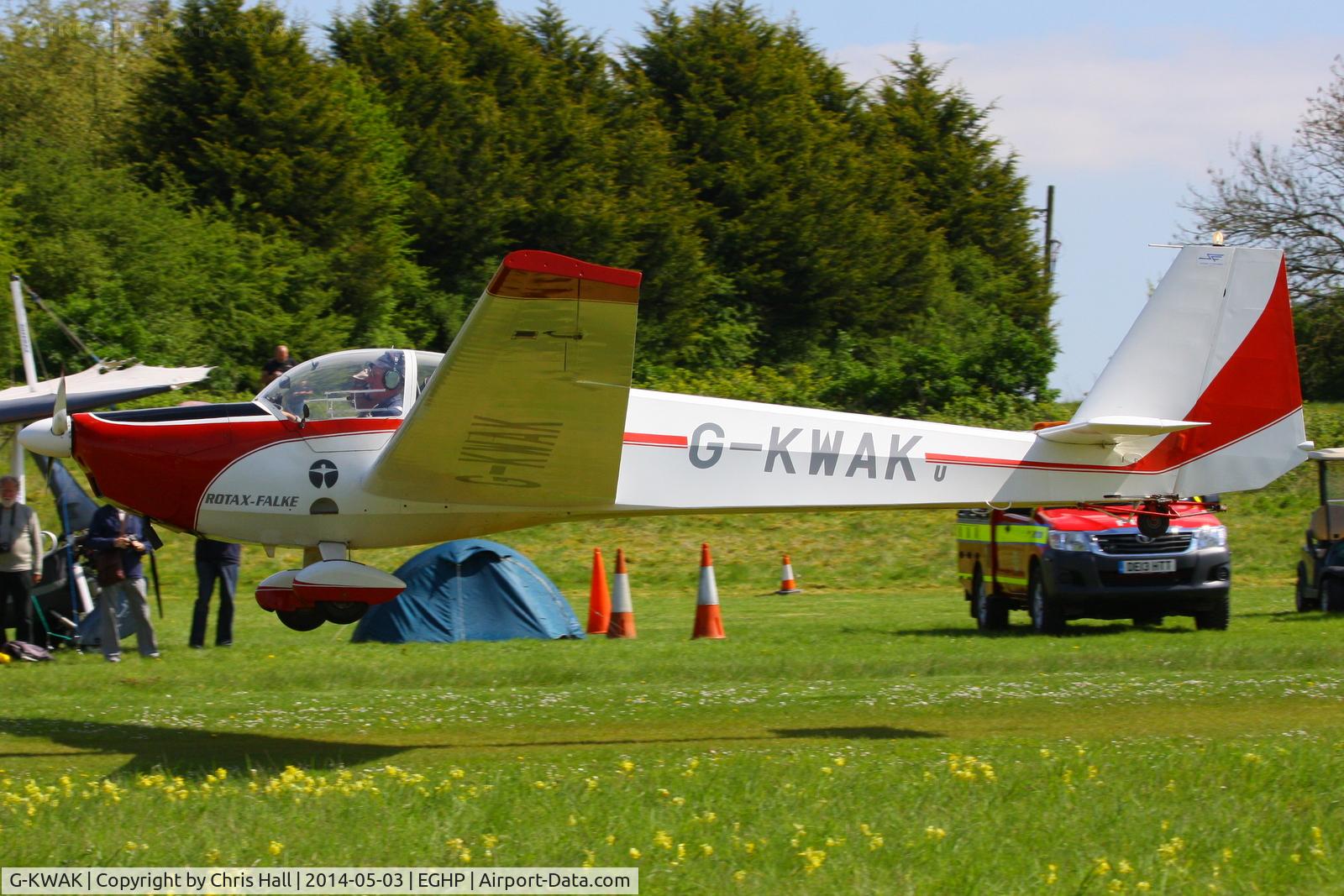 G-KWAK, 1995 Scheibe SF-25C Falke C/N 44581, at the 2014 Microlight Trade Fair, Popham