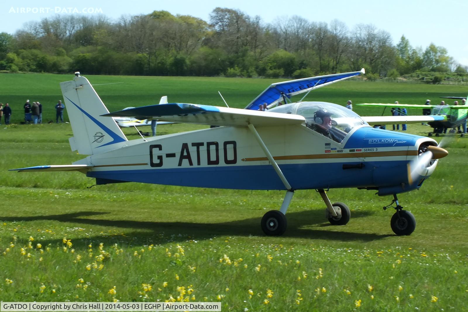 G-ATDO, 1965 Bolkow Bo-208C Junior C/N 576, at the 2014 Microlight Trade Fair, Popham